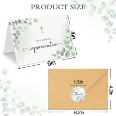 25 Pcs Funeral Thank You Cards with Envelopes, Bulk 4×6 Sympathy Card Water