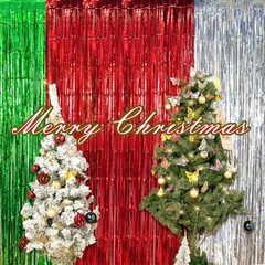 Crosize 3 Pack 3.3 x 9.9 ft Silver Foil Fringe Backdrop Curtain, Streamer Bac…