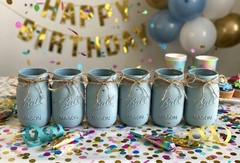 Set of 6 chalk painted distressed mason jar vases…mix & match colors!