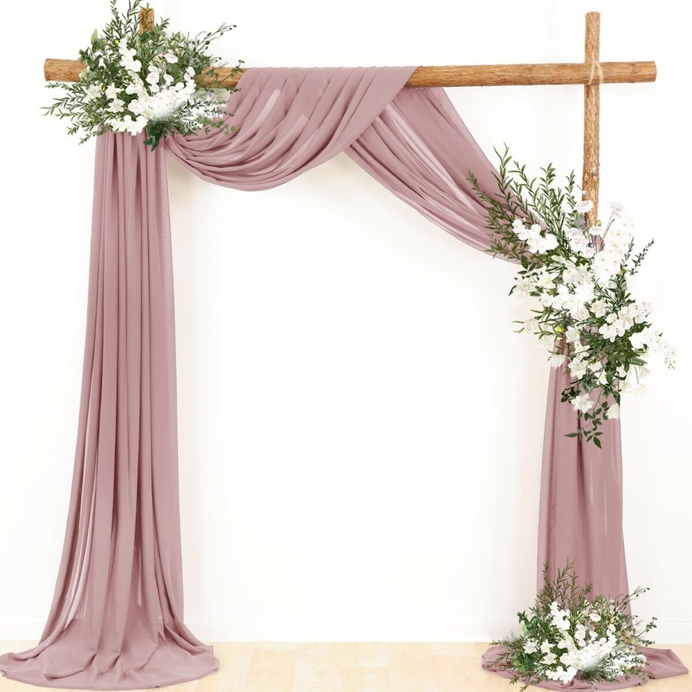 1 Panel Dusty Rose Wedding Arch Drapery 6 Yards Long and 30» Wide Sheer Chif…
