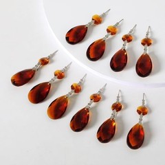 10pcs Crystal Prisms Chandelier Ornament Pendants Rainbow Maker 38mm Drop Amber