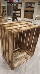 6 x BURNT TOURCHED WOOD VINTAGE WOODEN APPLE FRUIT CRATE RUSTIC OLD BUSHEL BOX