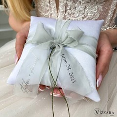 Ring bearer pillow White and Sage green wedding, Personalized, Wedding pillow