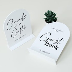 2 PCS White Acrylic Wedding Signs 5×7 Inch Arch Table Sign Base Reception