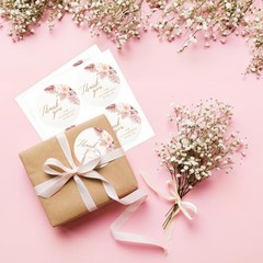 Boho Beige Floral Wedding Thank You Labels Thank You for Celebrating with Us