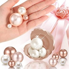 200 Pearl Beads for Vase Filler Centerpieces – Nude, Light Brown, White