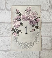 Vintage Style Wedding Table Numbers Names Cards – Shabby Chic Lilac Flower Rose