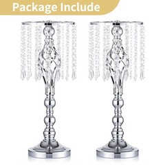 Nuptio 2 Pcs Silver Wedding Centerpieces Flower Stand, 21.7in/55cm Height Wed…