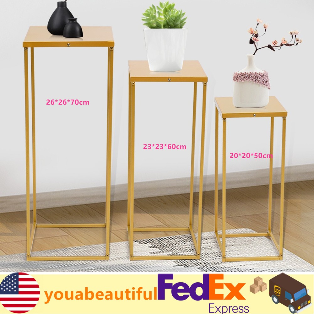 3PCS Golden Metal Stand Wedding Decoration Road Lead Flower Centerpieces Column