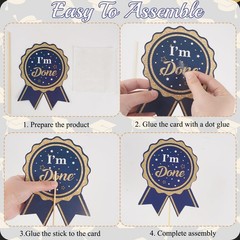 Graduation Party Centerpieces – 60pcs Glitter Navy Blue & Gold Table Decor with