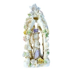 Wedding Cake Topper Bride & Groom 6”Roses Doves Hearts White Pink Purple Green