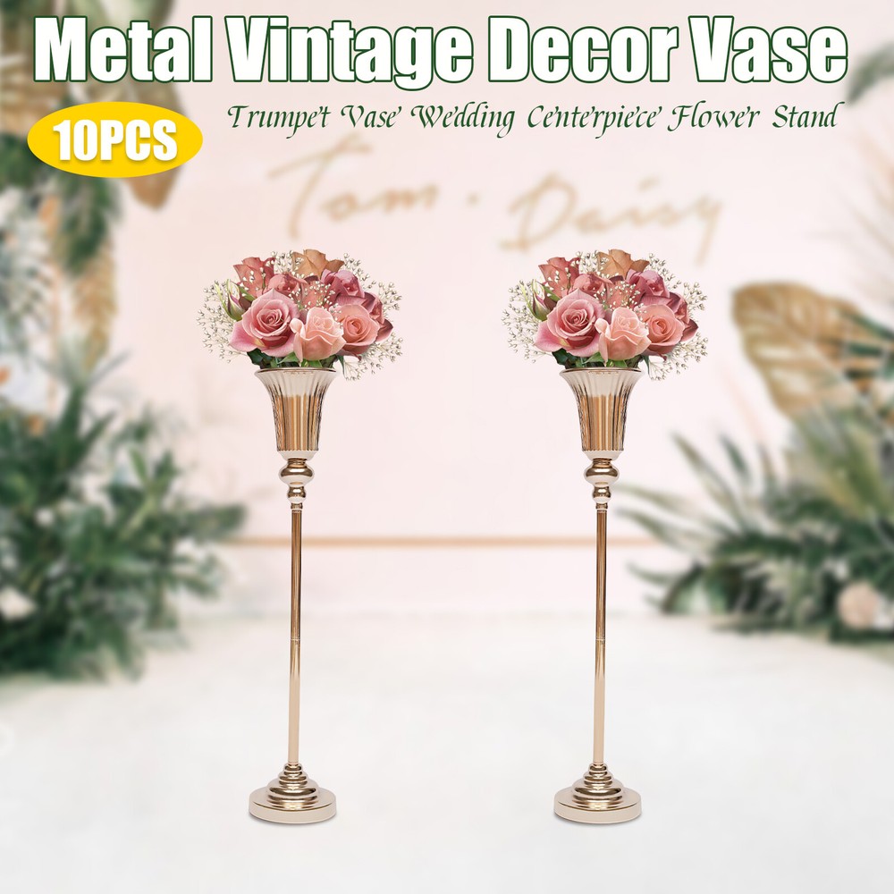 Metal Wedding Centerpieces Vase Versatile Trumpet Wedding Flower Vase Stand 10pc
