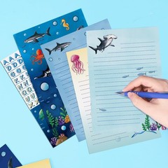 WERNNSAI 69 PCS Stationery Letter and Envelopes, Shark Kids Stationery Set, L…