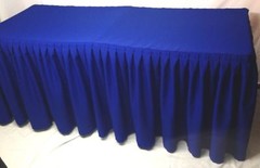 8′ Fitted Polyester Double Pleated Table Skirting Cover w/Top Topper Royal Blue