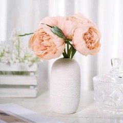 PEACH 10″ SILK FLOWERS Artificial Peony Bouquet Arrangement Wedding Centerpieces