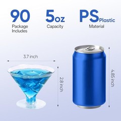 100 Pcs Plastic Martini Glasses – Disposable 5oz Clear Cocktail Glasses