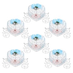 6Pcs Multi Color Iron Candy Boxes Wedding Favor Carriage Tabletop Centerpiece