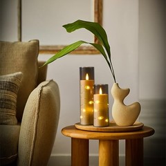 Flameless Candle Light, Battery Candle with recessed String Light, 5 Grey#5*1