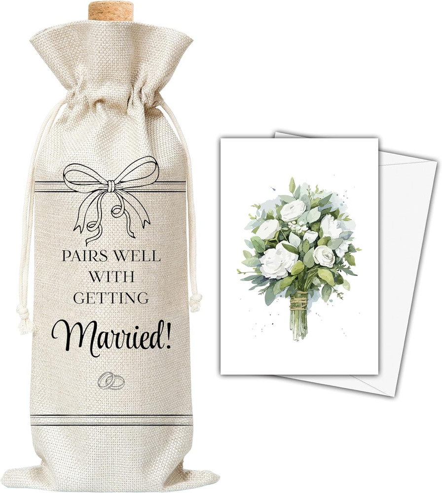 Wedding Gifts Wine Bag & Card, Mr and Mrs Wedding Wine Bag, Gifts for Bride Groo