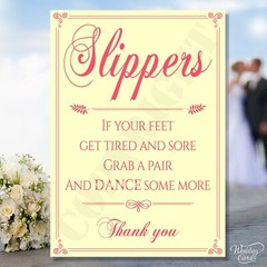 Slippers Feet Wedding Tired Grab Pair Dance some more Sandals Shoes Card Sign A4