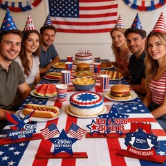8 Pack 250th Anniversary Patriotic Table Centerpiece – 4th of July Decor, Red Wh