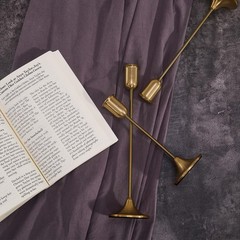 Candlestick Holders, Gold Metal Taper Candle Holders Set of 3, Brass