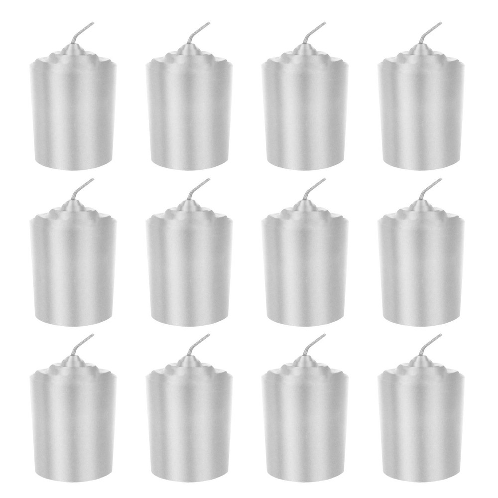Srg Silver Unscented 15 Hours Votive Candles Pack Of 12