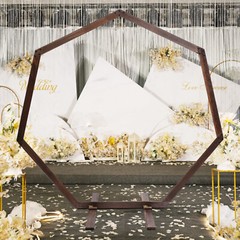 7.2FT Wedding Party Arch Door Wooden Heptagon Flower Arbor Stand Background USA