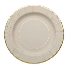 TAUPE 25 Round 13″ PAPER CHARGER PLATES Metallic Rim Party Events Tableware