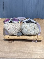Unique Handmade Bride and Groom Rocks Wedding Decor Centerpiece Bottle Cap Eyes