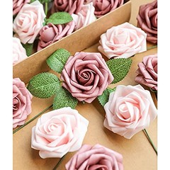 Artificial Flower Rose – Real Looking – 25pcs – Warm Taupe & Nude – Set of 25