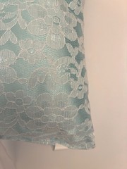 Wedding Ring Bearer Pillow Mint green Charmeuse Lace Satin Bow Ribbon 8″ x 8″
