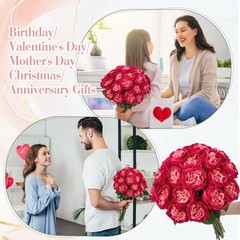 Giegxin 20 Pcs Real to Touch Peonies Austin Roses Artificial Flowers, Faux Lo…
