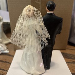 vintage bride and groom wedding cake toppers