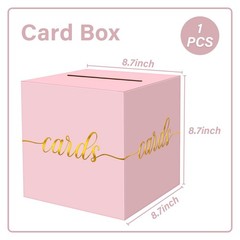 1 PCS Light Pink Gold Foil Card Box 8.7 Inch Money Birthday Wedding Party