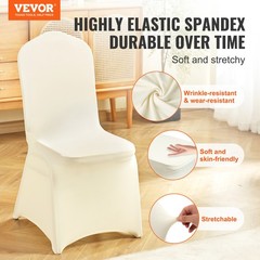 VEVOR 50PCS Beige Stretch Spandex Folding Chair Covers for Wedding Party Dining