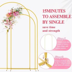 Stunning Set of 3 Metal Arch Backdrops – 7.2FT, 6.6FT, 6FT for Any Occasion