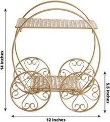 14 in Gold 2 Tier Cinderella Carriage Cupcake Dessert Display Stand | Metal