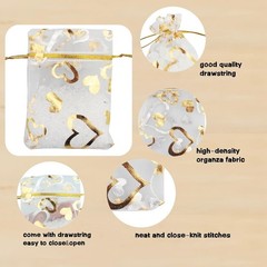 QIANHAILIZZ 100 Pack 2.8 x 3.5 Inch Flower Heart Organza Jewelry Gift Pouch C…