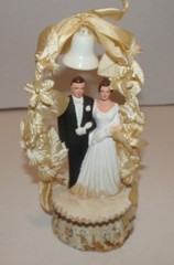 1959 Incredible Vintage 1950’s Wedding Cake Topper Silk Flower Bell Top