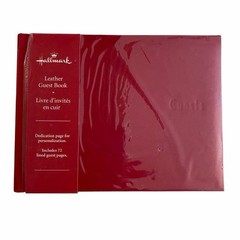 Hallmark Red Leather Guest Book 9.25” x 7” NEW in Box 72 Lined Pages LTH4398