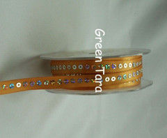 Satin Ribbon with Sequins Centre GOLD 9mm wide – 5Metres AL14