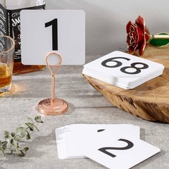 50 Pcs Double-Sided Table Numbers 1-50, 3.7×4 Inch Plastic Cards, White