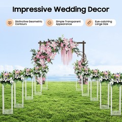10Pcs Acrylic Clear Vase, 7.9×7.9×23.6In Rectangular Flower Display Stand,