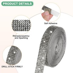 2-Roll Crystal Rhinestone Ribbon,0.5/1.1 Inch x 2 Yards for DIY [AB Colorful]