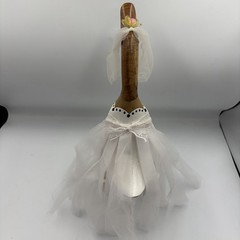 Wedding Bride And Groom Wooden Ducks Handmade Veil Dress Tuxedo Statues Unique