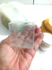 Clear Cube Party Favor Boxes. 60 piece box, tie, + tag. Birthday, wedding, baby