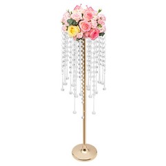 10pc 75cm Large Gold Flower Stand With acrylic Beads Strand Wedding Decor