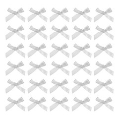 50Pcs Mini Ribbon Bow 1.8 inch Mini Fabric Satin Ribbon Light Grey