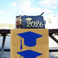 Burlap Graduation Table Runner 72 Inch – Rustic Graduation Table Decorations …